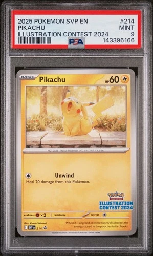 Pikachu Illustration Contest 2024 Pokemon Svp En-Sv Black Star Promo 214 PSA 9