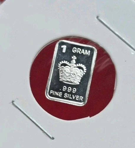 Royal Crown 👑 1 Gram .999 Fine Pure Silver Bullion Mini Square Bar Ingot Coin