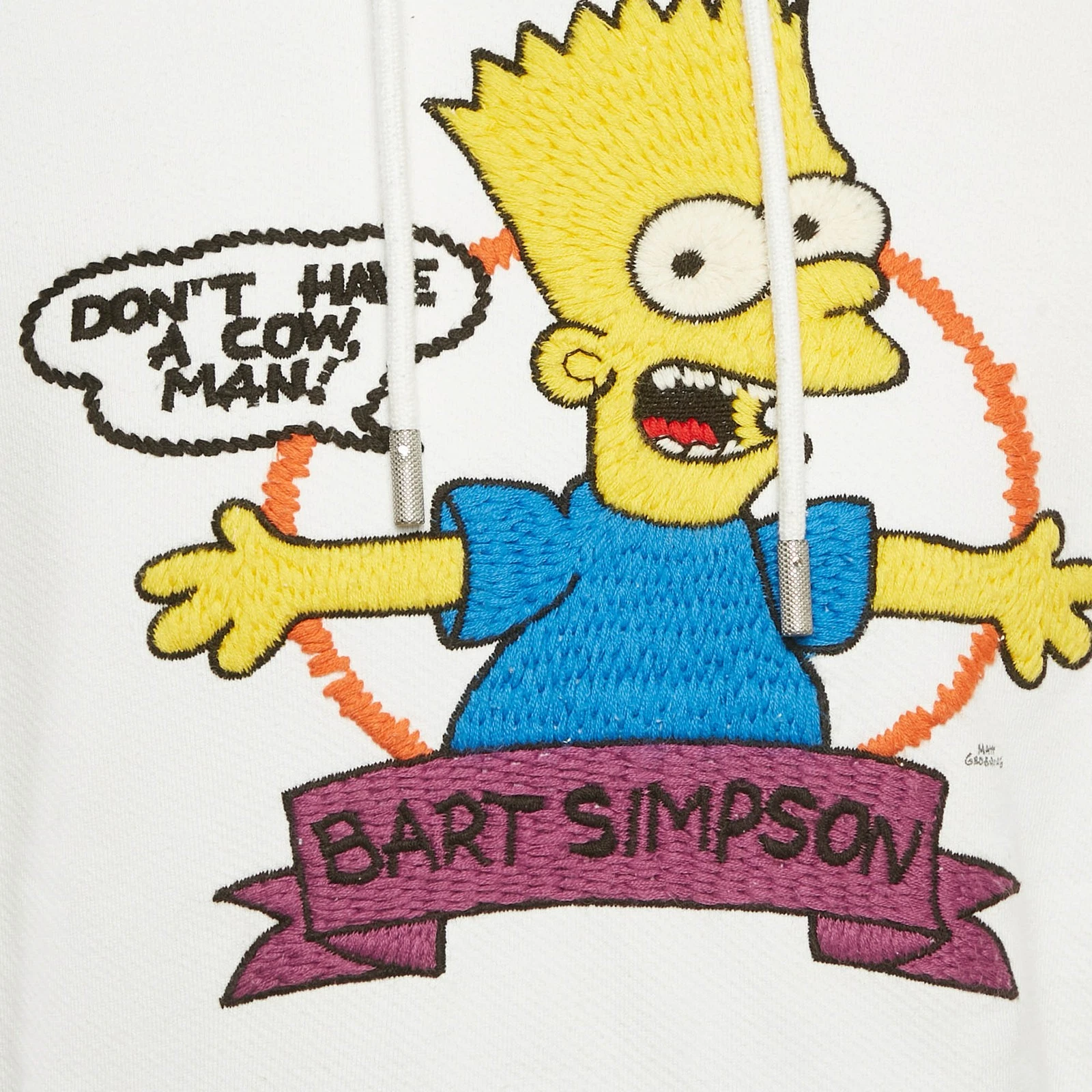 Felpa con cappuccio Off White bianca Simpson in maglia di cotone ricamato XL