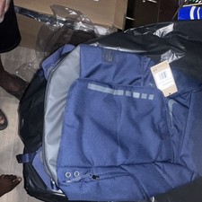 Blue/Gray Solid Backpack, Zip Closure, Shoulder Straps, Large Unisex Travel