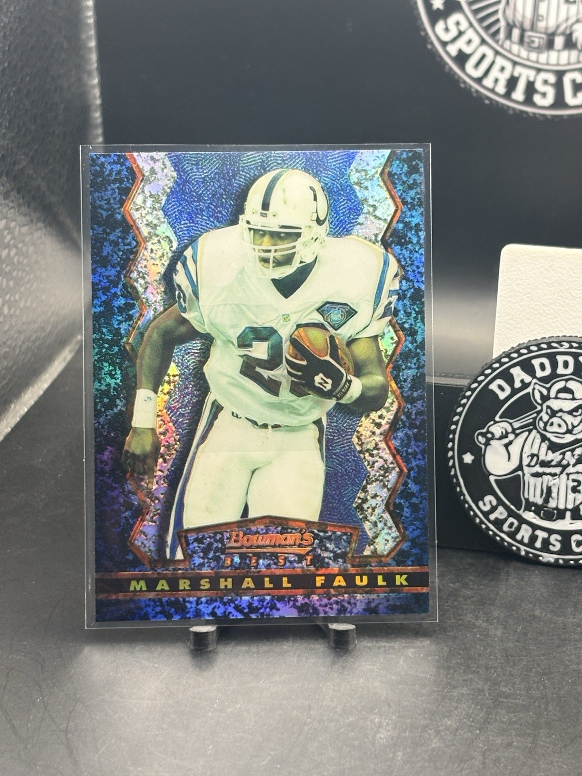 1994 Stadium Club Marshall Faulk Bowman's Best Blue Refractor RC Colts