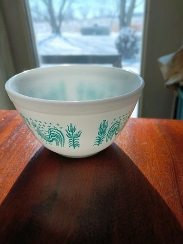 Vtg Pyrex 401 Turquoise Blue Amish Butterprint  Mixing Serving Bowl 1950s