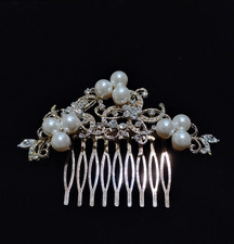 DAVID'S BRIDAL VINTAGE HEIRLOOM ROMANTIC PEARL AND CRYSTAL WEDDING HAIR COMB