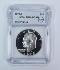 1972-S Eisenhower $1 Silver Peg Leg PR69 DCAM ICG