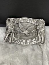 Vintage Right To Bear Arms Belt Buckle Freedom America Silver Tone