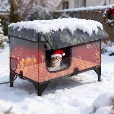 Heated Cat House for Outside, Outdoor Pet Shelter with Remote Control, Insula...
