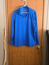 Greg Norman Shirt Mens Playdry Size XL 1/4 Zip Golf Blue Pullover Shark
