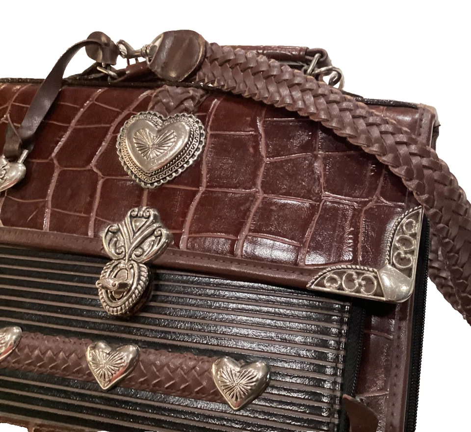 Винтажный 1990-х Brighton портфель устроитель через плечо шоколадный коричневый кожаная сумка - Изображение 4 из 4