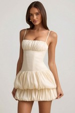 Oh Polly Dress Mini White Corset Bubble Layered Womens