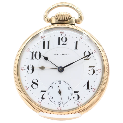 Antique 18s Waltham 21 Jewel Mechanical Railroad Pocket Watch Crescent 10k RGP