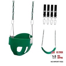 Toddler Swing Set for Outside - High Back Full Bucket Seat with Blackish Green