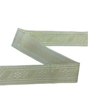 50 Cm Passamaneria Tramezzo Bordo Gallone Ricamo Filo Giallino Disegno Fiore Alt