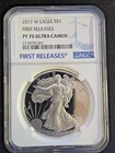 2017 W Proof American Silver Eagle NGC PF 70 Ultra Cameo First Releases