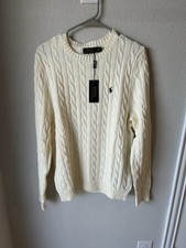 Polo Ralph Lauren Cable-Knit Cotton Ivory Crew Neck Sweater S