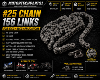 Chain For 47cc 49cc Pocket Rocket Dirt Bike Mini Quad ATV 25m 156L