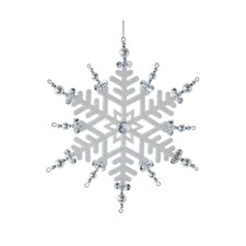 Kurt Adler Plastic Ornament for Christmas Tree, Silver Snowflake