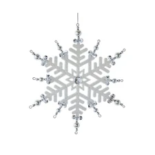 Kurt Adler Plastic Ornament for Christmas Tree, Silver Snowflake