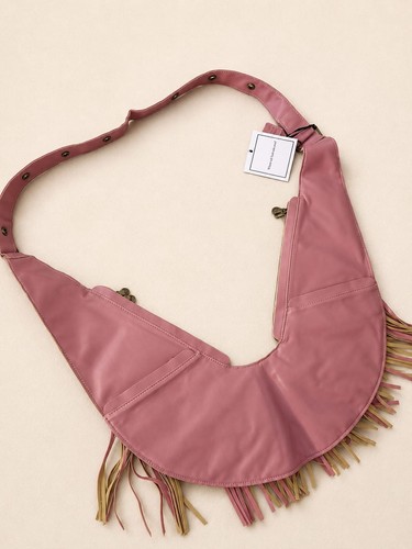 Limited SASH Faux Leather Crossbody Bag with Fringe- Mountain Rose - Picture 2 of 2