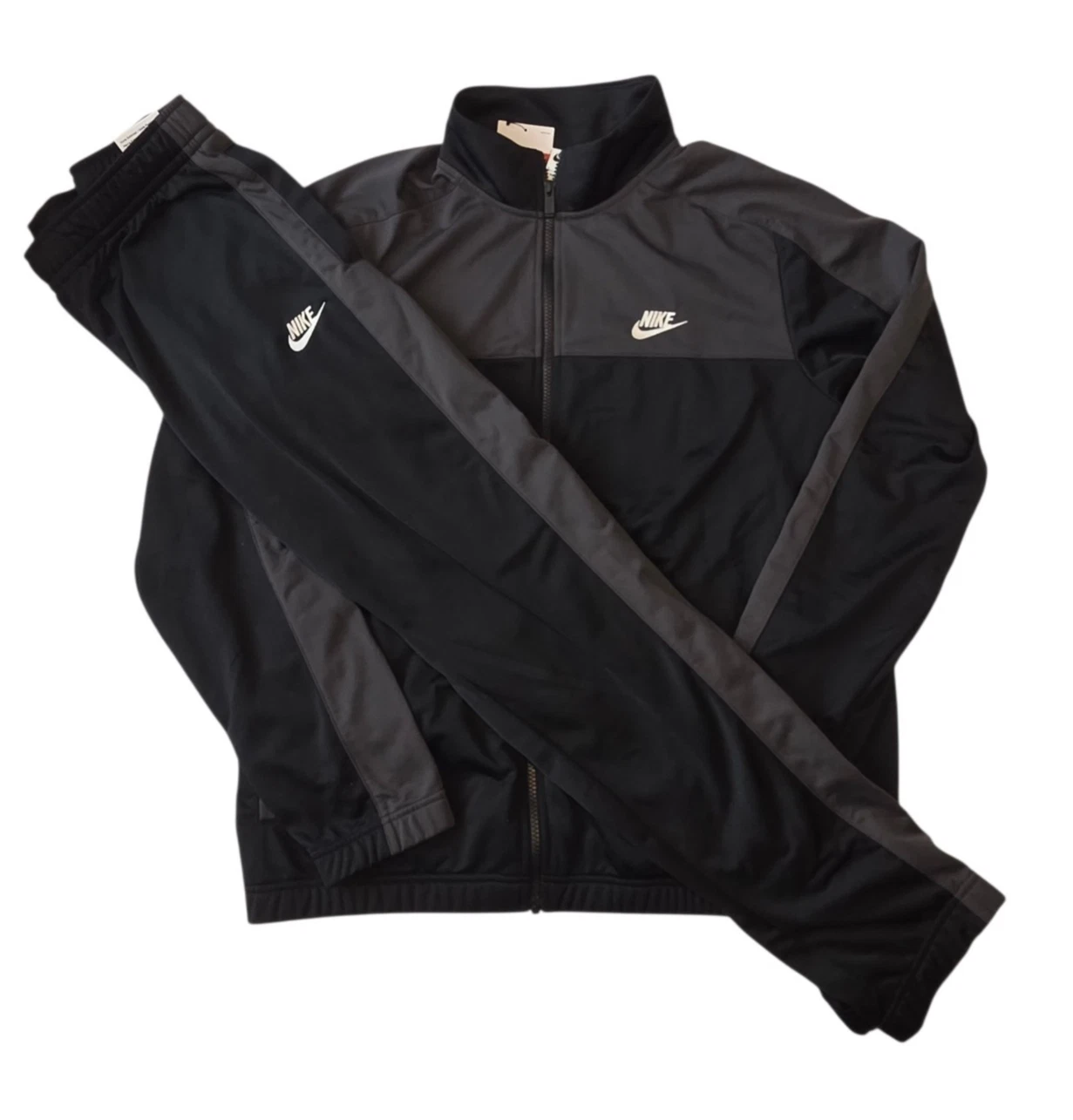 Nike Sportswear Essentials Men's Black Poly-Knit Full Tracksuit ~ Size Medium