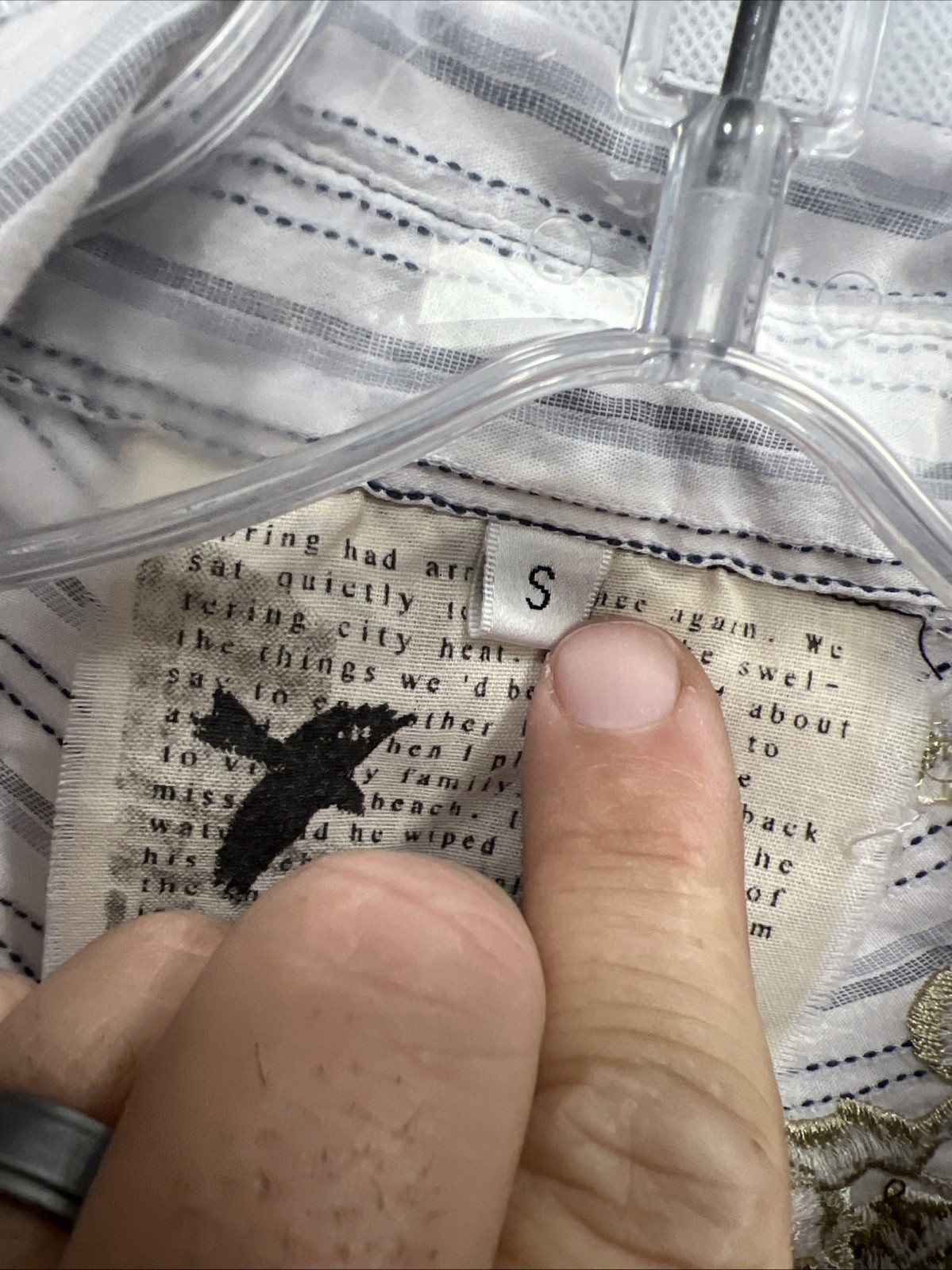 3J Workshop Johnny Was Button Down White Striped … - image 9