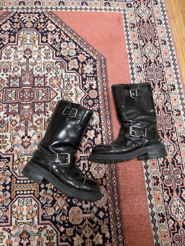 Vintage 1990s Robert Wayne Melrose Leather Buckle Motorcycle Boots Size 7.5