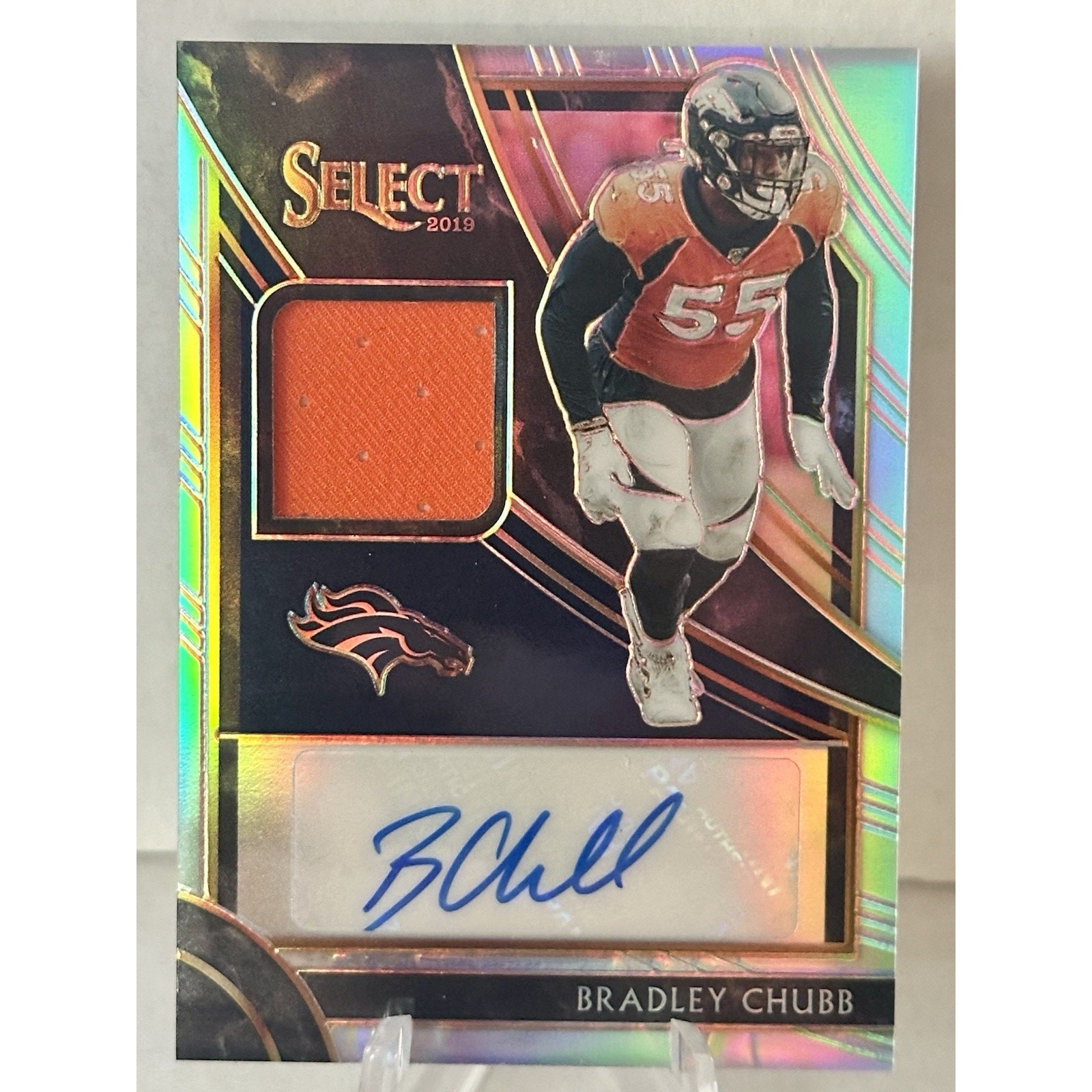 2019 Panini Select Prizm Certified Auto & Player Worn Patch Bradley Chubb /75