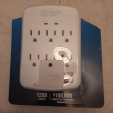 Commercial Electric 6-Outlet Power Strip with 2 USB Ports White. Opened Package.
