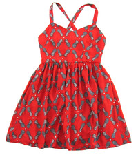 SUGARHILL Boutique Red Black White Pineapple Empire Waist Crossback Dress Size 6