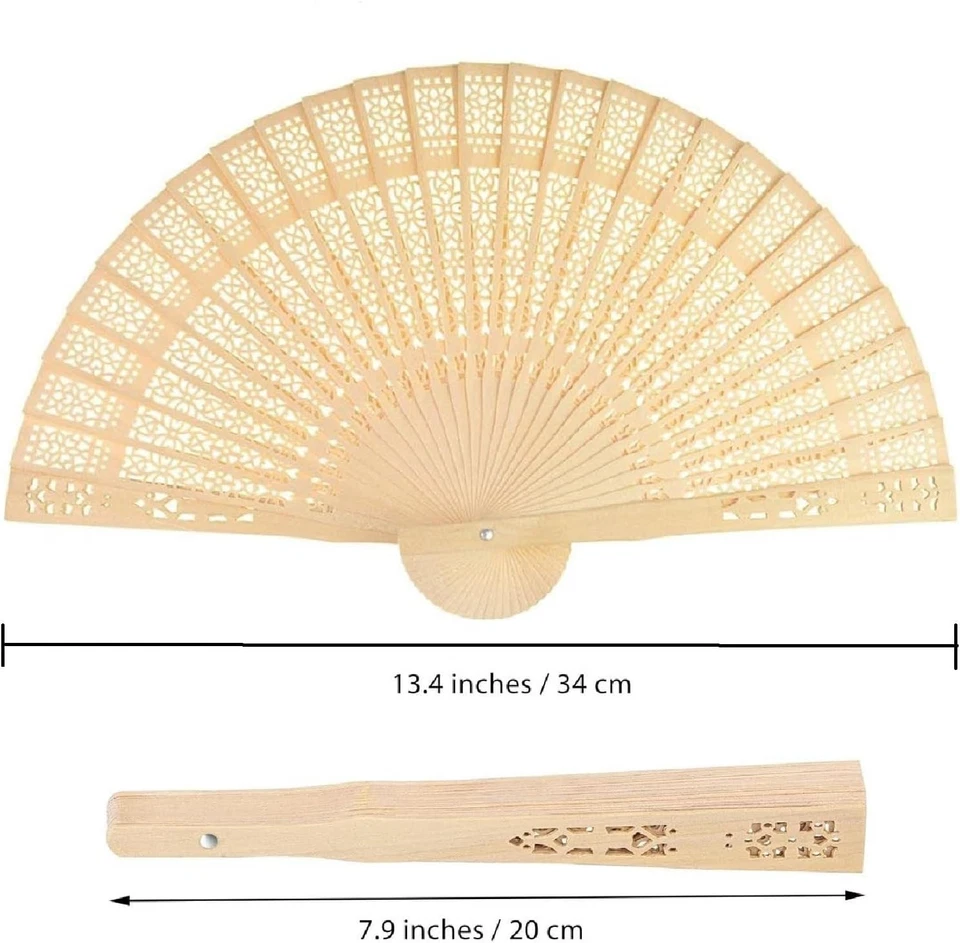 60 Pack Sandalwood Hand Fans - Wedding Favors - Image 4 of 4