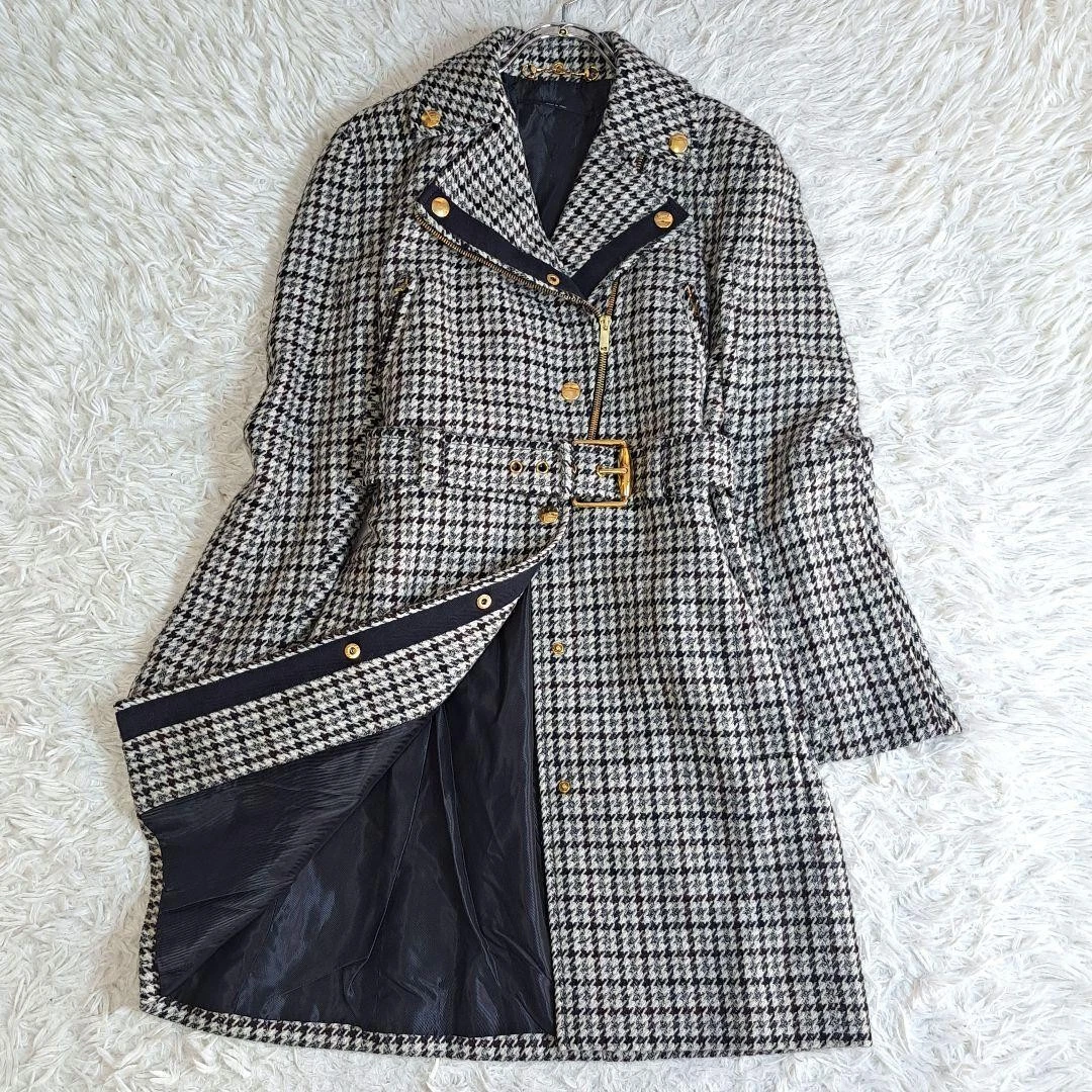Raro cappotto Gucci stile cavaliere con cintura pied de poule bottone oro 38