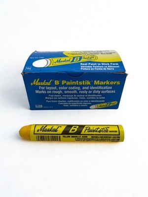 Box of 12 Markal B Yellow Tire Chalk Paint Sticks Crayon Surface Marker Graffiti