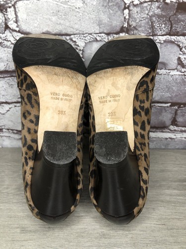Taryn Rose Leopard Print Brown Bow Peep Toe Heels Shoes Women’s Sz 9M US/38.5EU - Picture 14 of 20