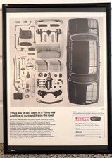Framed original Classic Car Ad for Volvo 144 and Pirelli Cinturato from 1969