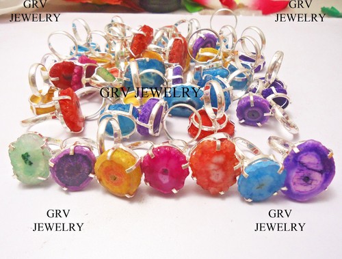 5-Piece Lot Quartz Druzy Earrings – 925 Silver Plated Handmade Dangle Jewelry