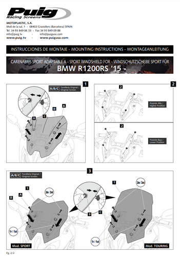 Pantalla De Carreras Puig Parabrisas Negro BMW R1200 RS 15 - 18 R1250 RS 19 - 24 - Imagen 4 de 6