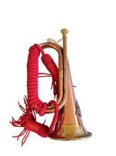 11 Inch Vintage Copper  Brass Bugle with Rope Tassel