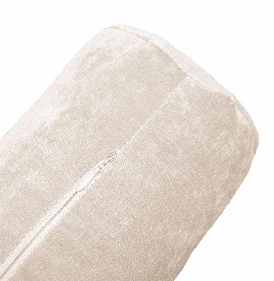 ma17g Light Khaki Sofa Chenille Velvet Bolster CASE Neck Roll Cushion COVER Size - image 2 of 4