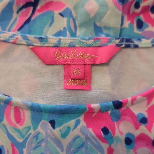Lilly Pulitzer Riegan Zanzibar fit flare ruffle sleeve blue pink summer dress XS - Picture 6 of 15