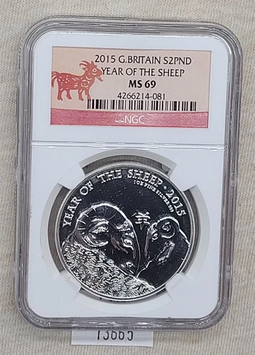 WPCoins ~ 2015 Great Britain 2 Pound Silver NGC MS69 Year of the Sheep