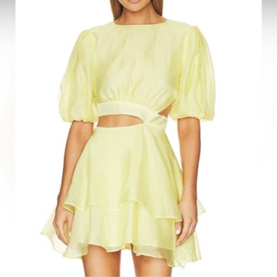 enya corset mini dress Revolve Bardot Organza in Sunshine Color:As The Picture KissProm One Shoulder Royal Vestido XV Made from single duchess