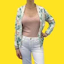 Maison Scotch Bomber Jacket In Tropical Print Design, Super Silky Material, Uk 6