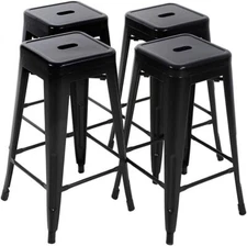 Metal Bar Stools Set of 4 Counter Height Barstool Stackable Barstools