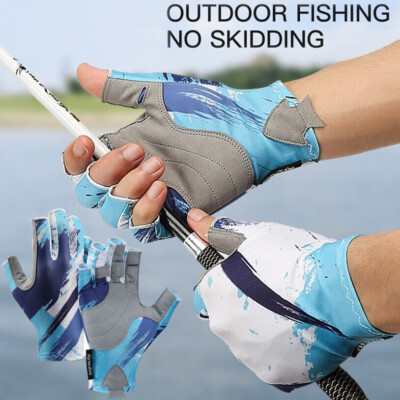Fishing Gloves Breathable UV Sun Protective Non-Slip Cycling Half Finger Gloves