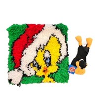 Tweety Latch Hook Looney Tunes Wall Hanging Tapestry Decor + Sylvester SM Plush