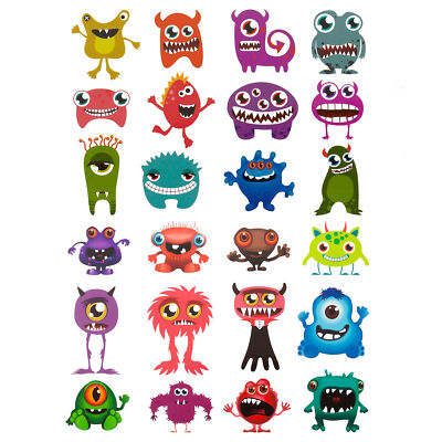 24 oder 48 lustige bunte Monster Tattoo ´s für Kinder