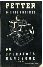 PETTER PH SERIES DIESEL ENGINE ORIGINAL FACTORY OPERATORS HANDBOOK