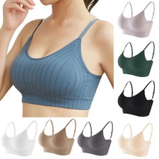 Womens Ladies Seamless Crop Top Comfort Bra Sports Vest Stretch Shapewear .