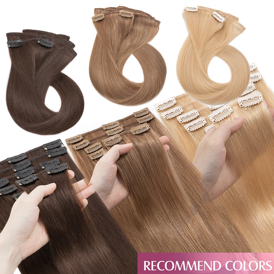 UK CLEARANCE 100% Human Hair Extensions Clip In Real Remy Hair FULL HEAD Caramel - Image 4 of 4