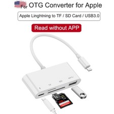 For Apple iPhone iPad iOS16 8-Pin to SD TF Card Reader USB Adapter with Charging