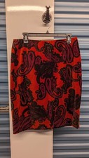 TALBOTS Velour Paisley Print Back Slit Classic Pencil Skirt Size 8